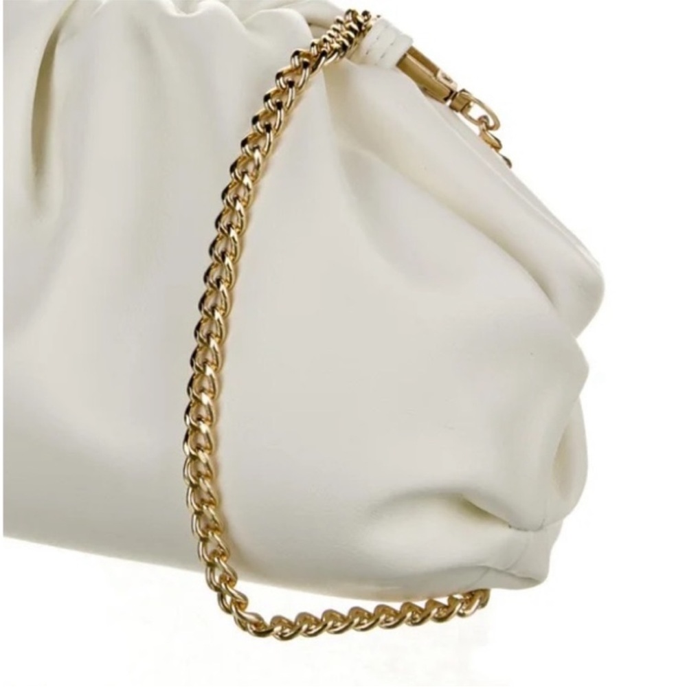 New Understated Leather clamshell clutch  Vegan Leather handbag/Crossbody ivory - Picture 8 of 16